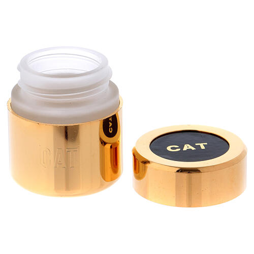 Holy oil stock, glass with gold plated cover 2