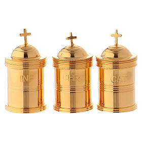 Holy oil set with case, brass