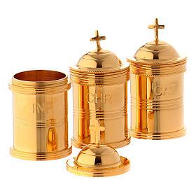 Holy oil set with case, brass