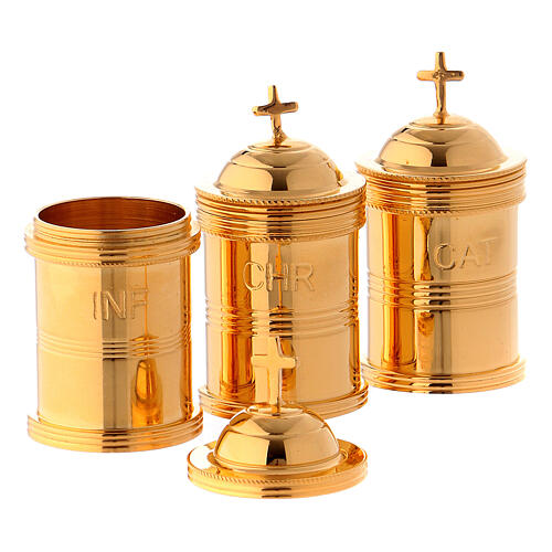 Holy oil set with case, brass 2