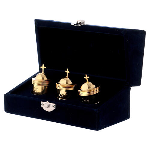 Holy oil set with case, brass 4