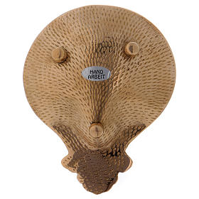 Muszla chrzcielna mosiądz pozłacany trzy nóżki 13x11 cm s3