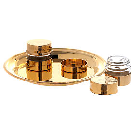 Baptism oils kit in golden brass 24K