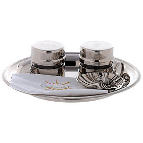 Baptism oils kit in brass, silver tone