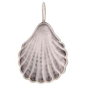 Baptismal shell with handle in silver plated brass