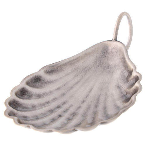 Baptismal shell with handle silver-plated brass 1
