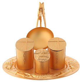 Baptismal set, gold plated casted brass