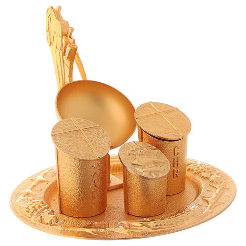 Baptismal set, gold plated casted brass 4