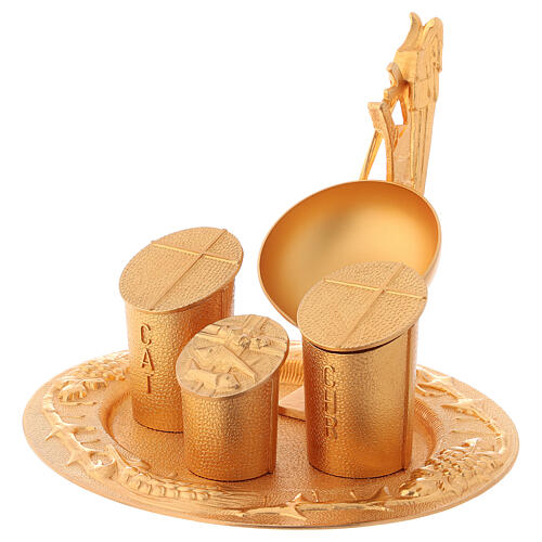 Baptismal set gold plated cast brass 3