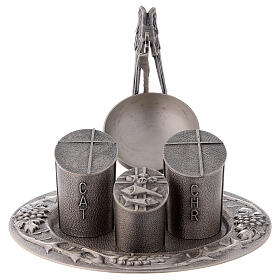 Baptismal set, silver-plated casted brass