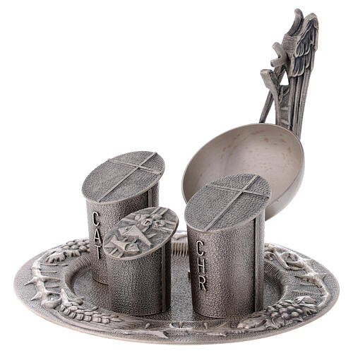 Silver-plated baptismal set cast brass 3