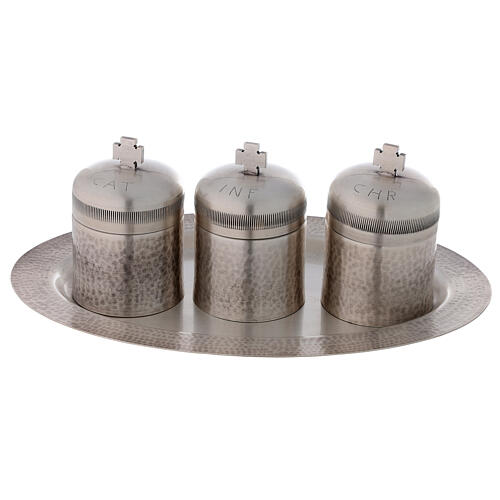 Holy oils set of 3 silver-plated brass 50 ml 1