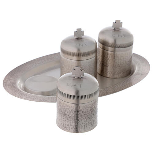 Holy oils set of 3 silver-plated brass 50 ml 3