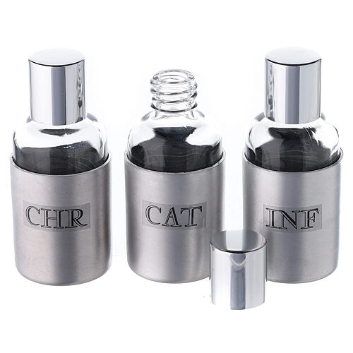 Holy oil case with three stocks of 30 ml with metal protective base 3