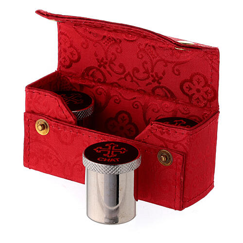 Red jacquard case with Holy Oil stocks, set of 3, 15 ml 3