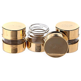 Set of three jars for holy oils with engraving