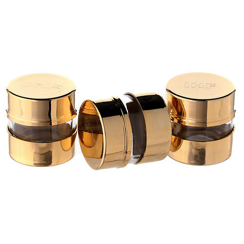 Set of three jars for holy oils with engraving 3
