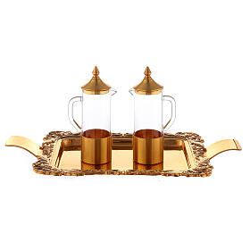 Handmade gold-plated brass ampoule service