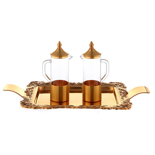 Handmade gold-plated brass ampoule service 1