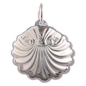 Baptismal shell in silver-plated finish with ring handle