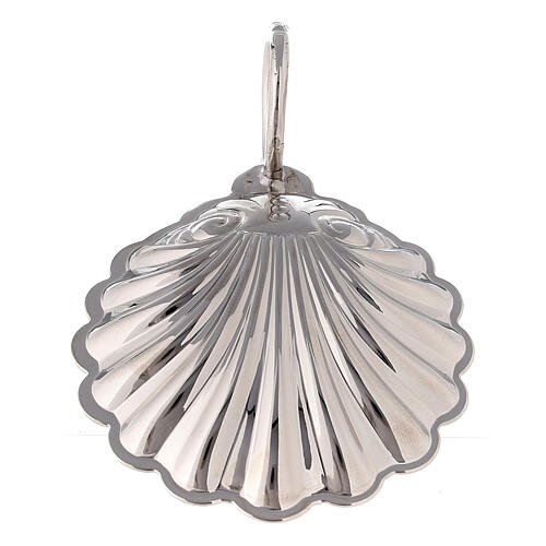 Baptismal shell in silver-plated finish with ring handle 3