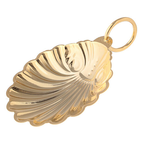 Baptismal shell 9 cm golden brass 24K 1