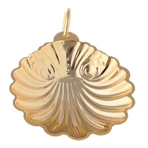 Baptismal shell 9 cm golden brass 24K 2