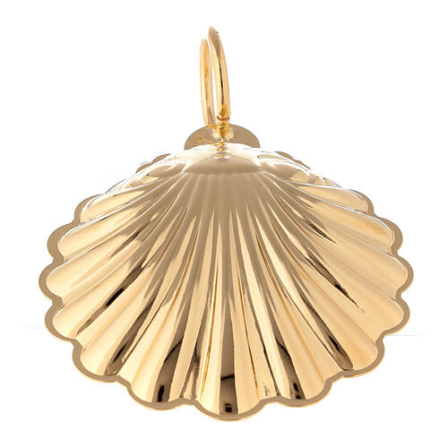 Baptismal shell 9 cm golden brass 24K 3