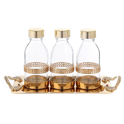 Set for holy oils in guaranteed 24k golden brass 1