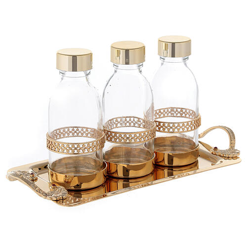Set for holy oils in guaranteed 24k golden brass 3