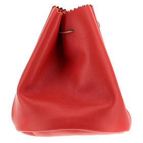 Bolsa para vasos de Santos Óleos couro natural vermelho 10x11x11 cm