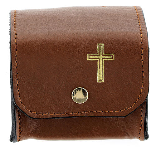 Brown leather holy oil case 1