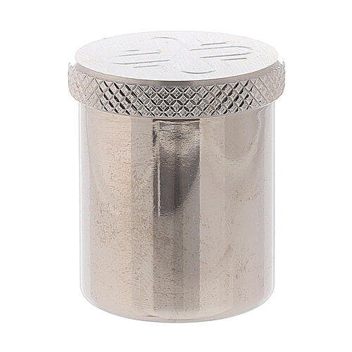 Vase simple pour Huiles Saintes laiton coloré argent 3 cm 1