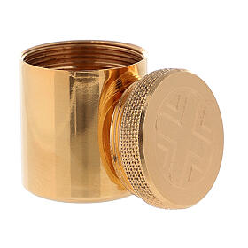 Single container for holy oils in gilded brass with cross 3 cm