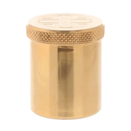 Single container for holy oils in gilded brass with cross 3 cm 1
