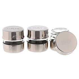 Set of Holy Oil containers in armored glass and silver-plated brass 4x4 cm