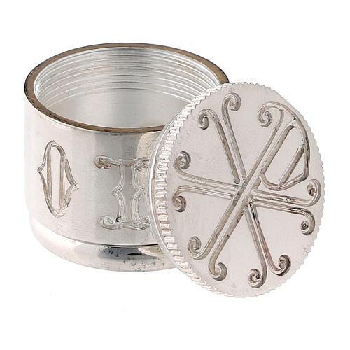Crismera ring of silver-plated brass, Chi-Rho engraving, Molina 3