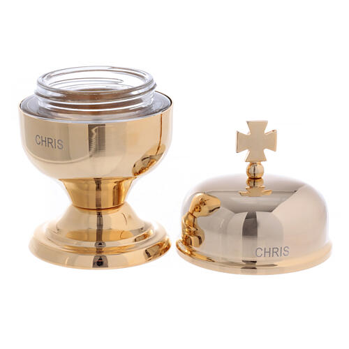 Holy oil stock for Sacred Chrism, gold plated brass, 60 ml 3