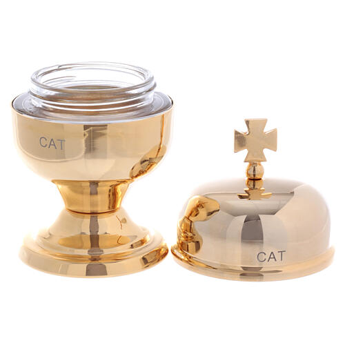 Holy oil stock of the Catechumens, gold plated brass, 60 ml 3