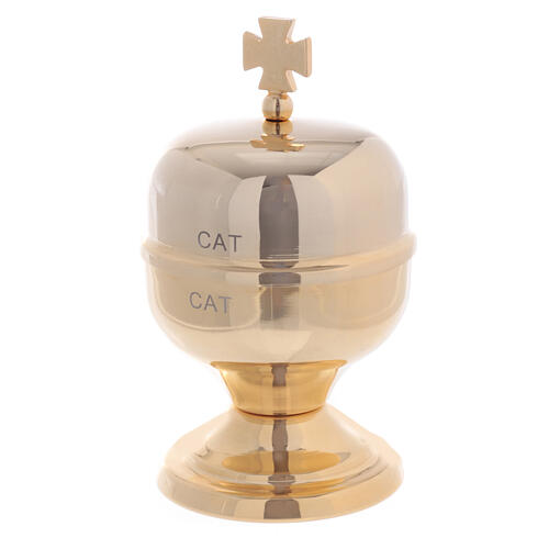 Ampoule Huile Sainte Catéchumènes laiton doré 60 ml 2