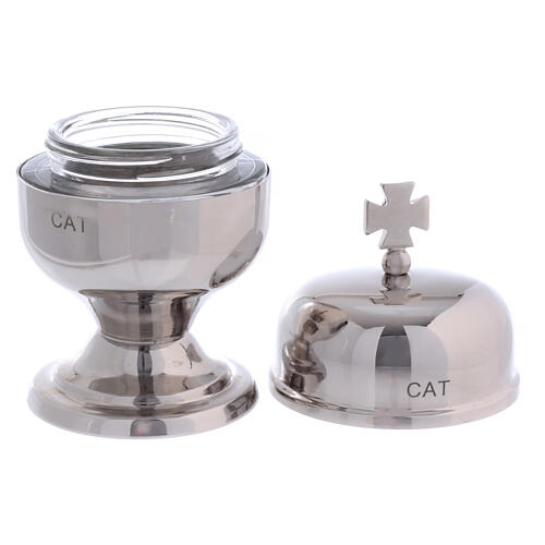 Holy oil stock of the Catechumens, silver-plated brass, 60 ml 3