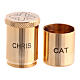 Two Holy oil stocks with screw top, CHRIS and CAT, gold plated brass s2