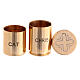 Two Holy oil stocks with screw top, CHRIS and CAT, gold plated brass s3