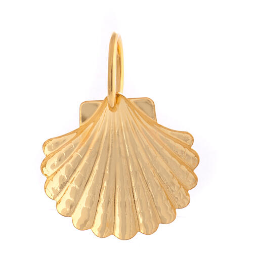 Sheet-metal baptismal shell, gold colour, with handle, 2.5 in 1