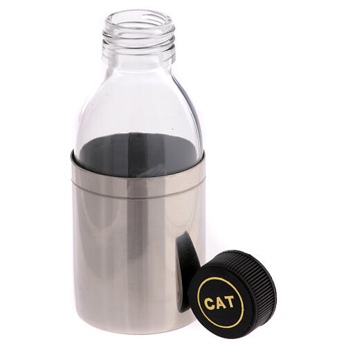 Ölgefäß, CAT, Glasflasche mit Messingverkleidung, 125 ml 2