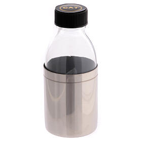 Buteleczka opancerzona na olej święty Katechumenów, 125 ml, szkło i mosiądz