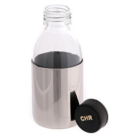 Ölgefäß, CHR, Glasflasche mit Messingverkleidung, 125 ml