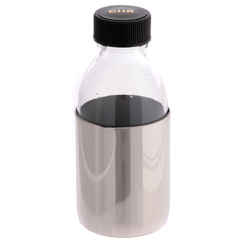 Ölgefäß, CHR, Glasflasche mit Messingverkleidung, 125 ml 1