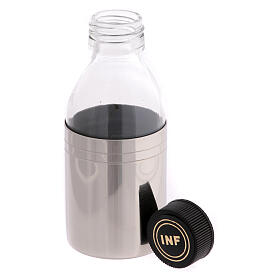 Ölgefäß, INF, Glasflasche mit Messingverkleidung, 125 ml