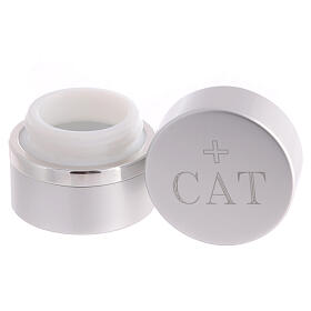 Round holy oil container silver 20 ml Catechumens